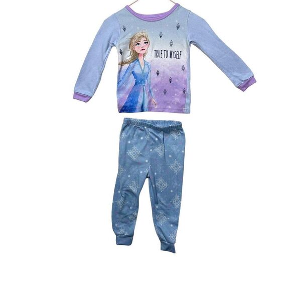 Frozen Elsa True to Myself 2 pc pajama set long sleeve 2T Blue Snowflake - Picture 1 of 3